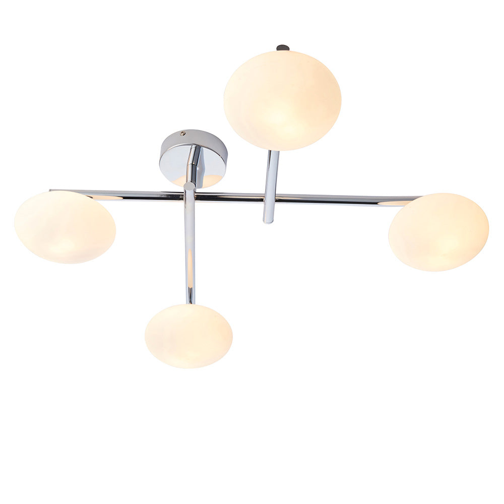 Mobias 4lt semi flush Chrome plate & matt opal glass