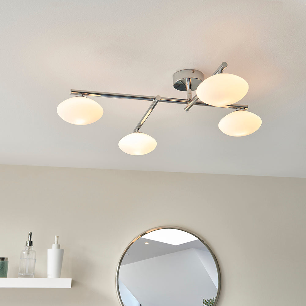 Mobias 4lt semi flush Chrome plate & matt opal glass