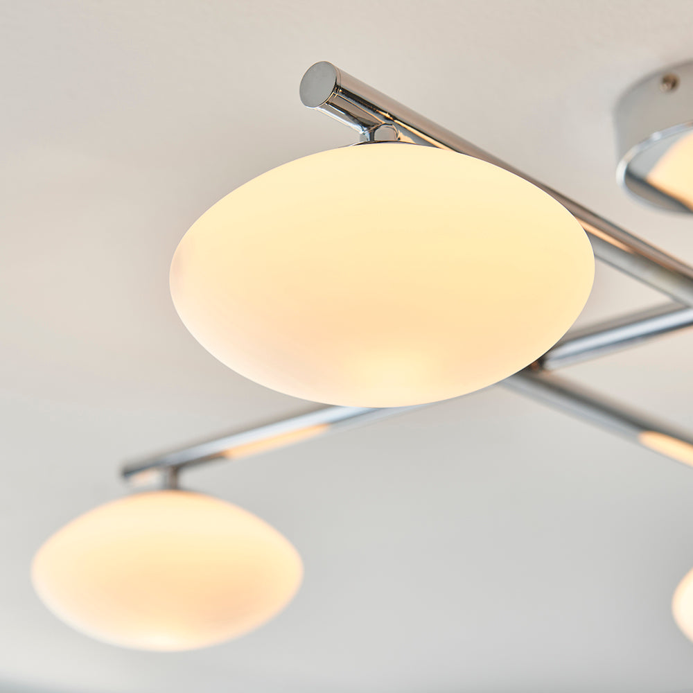 Mobias 4lt semi flush Chrome plate & matt opal glass