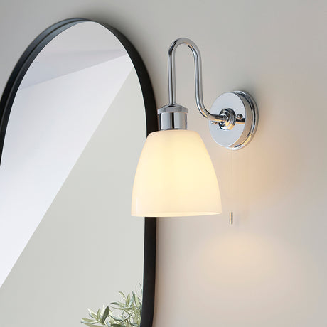 Dniester Wall Light Chrome w/ Opal Glass - Comet Lighting