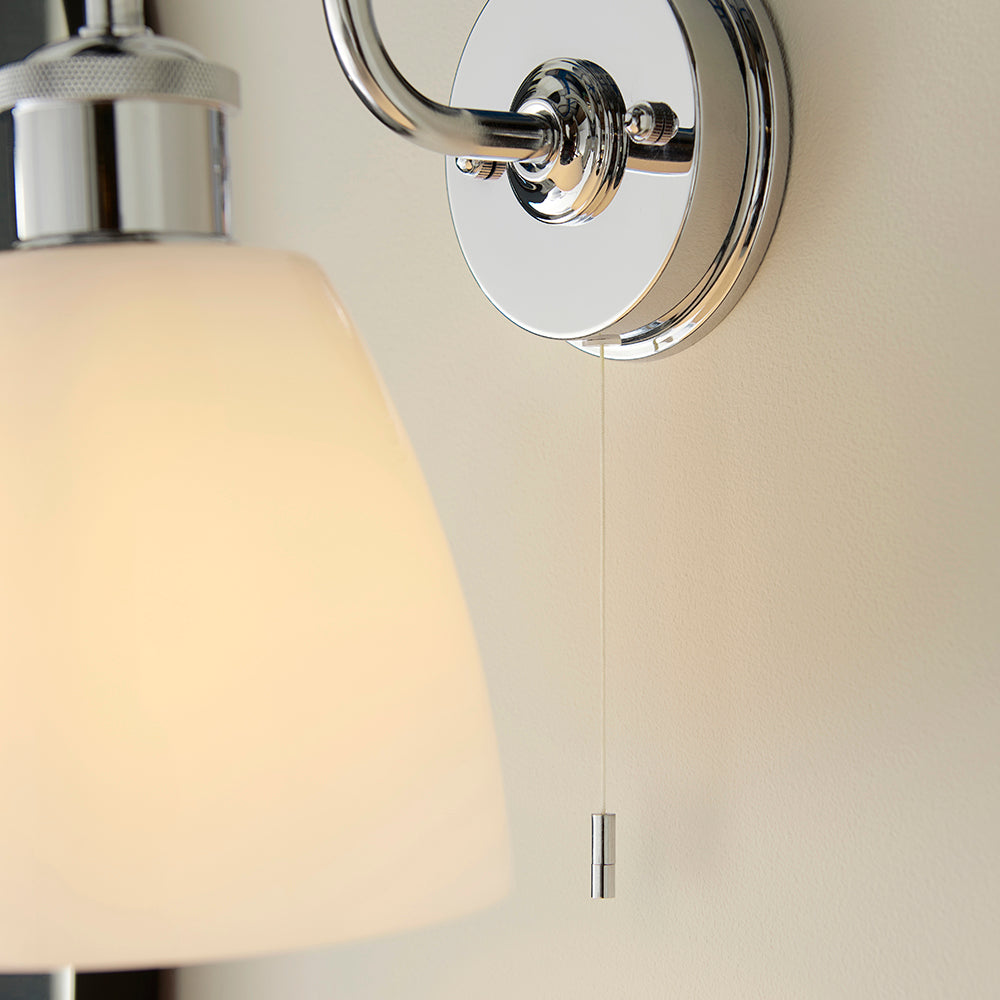 Dniester Wall Light Chrome w/ Opal Glass - Comet Lighting