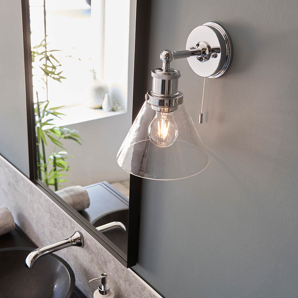 Bani Wall Light Chrome W/ Clear Coned Glass