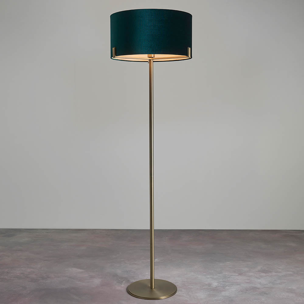 Hayfield Floor Lamp Green Velvet Shade - Comet Lighting