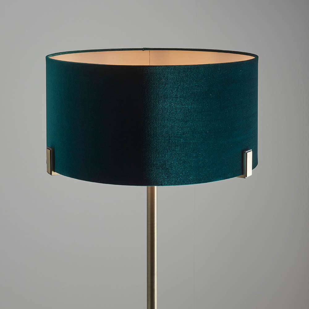 Hayfield Floor Lamp Green Velvet Shade - Comet Lighting