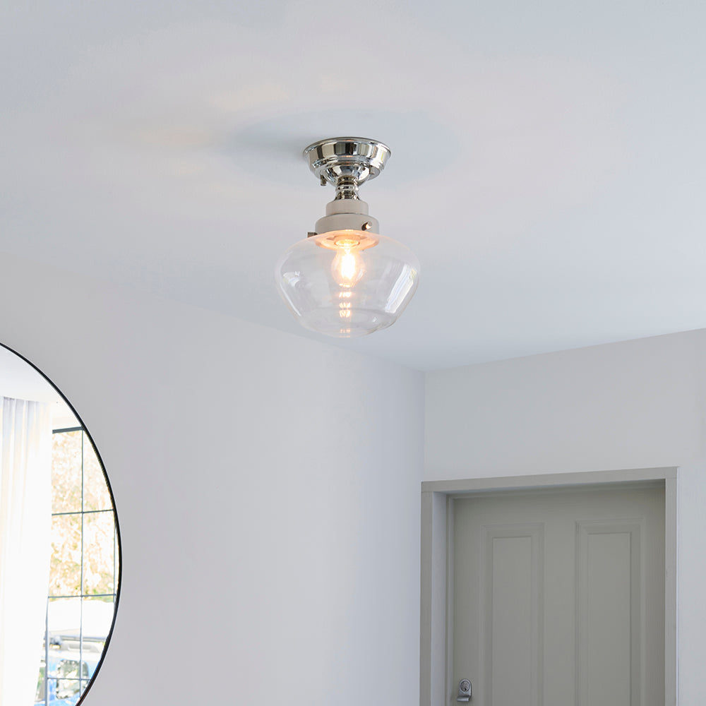Camberley Semi flush Bright nickel plate & clear glass