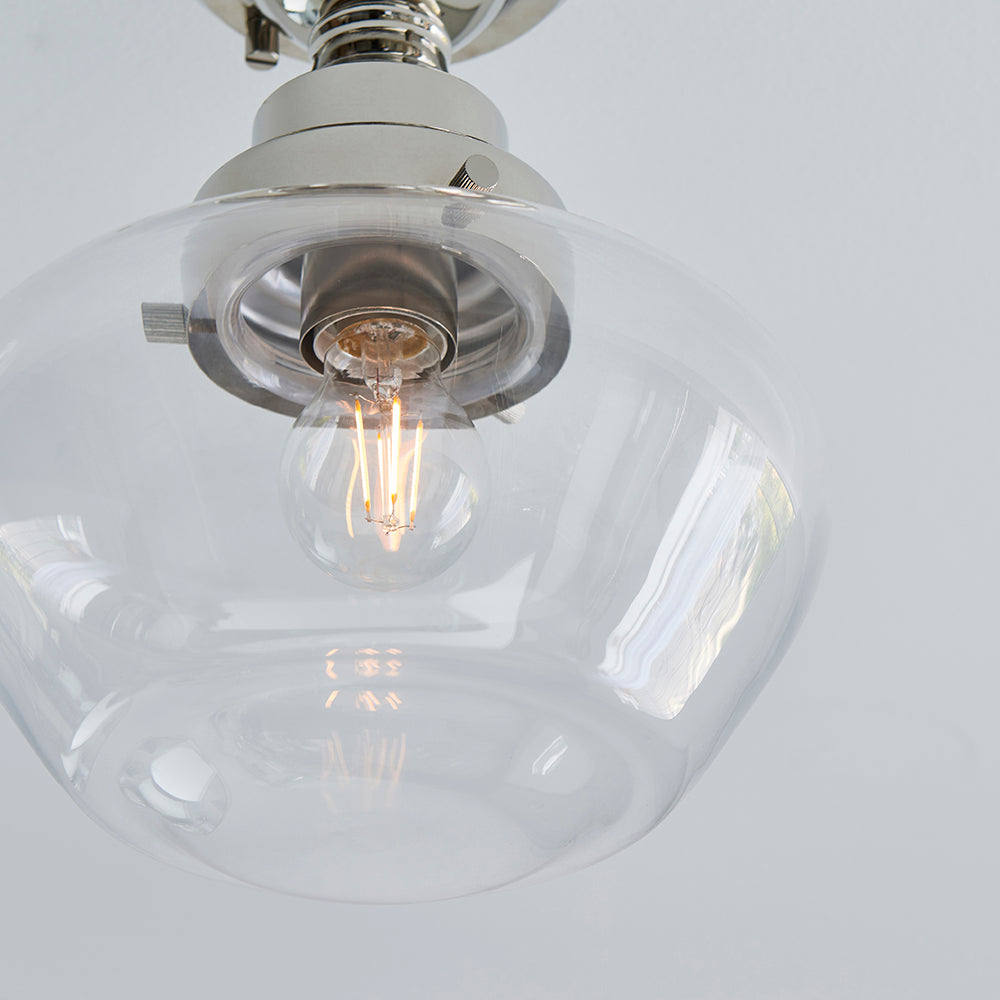 Camberley Semi flush Bright nickel plate & clear glass