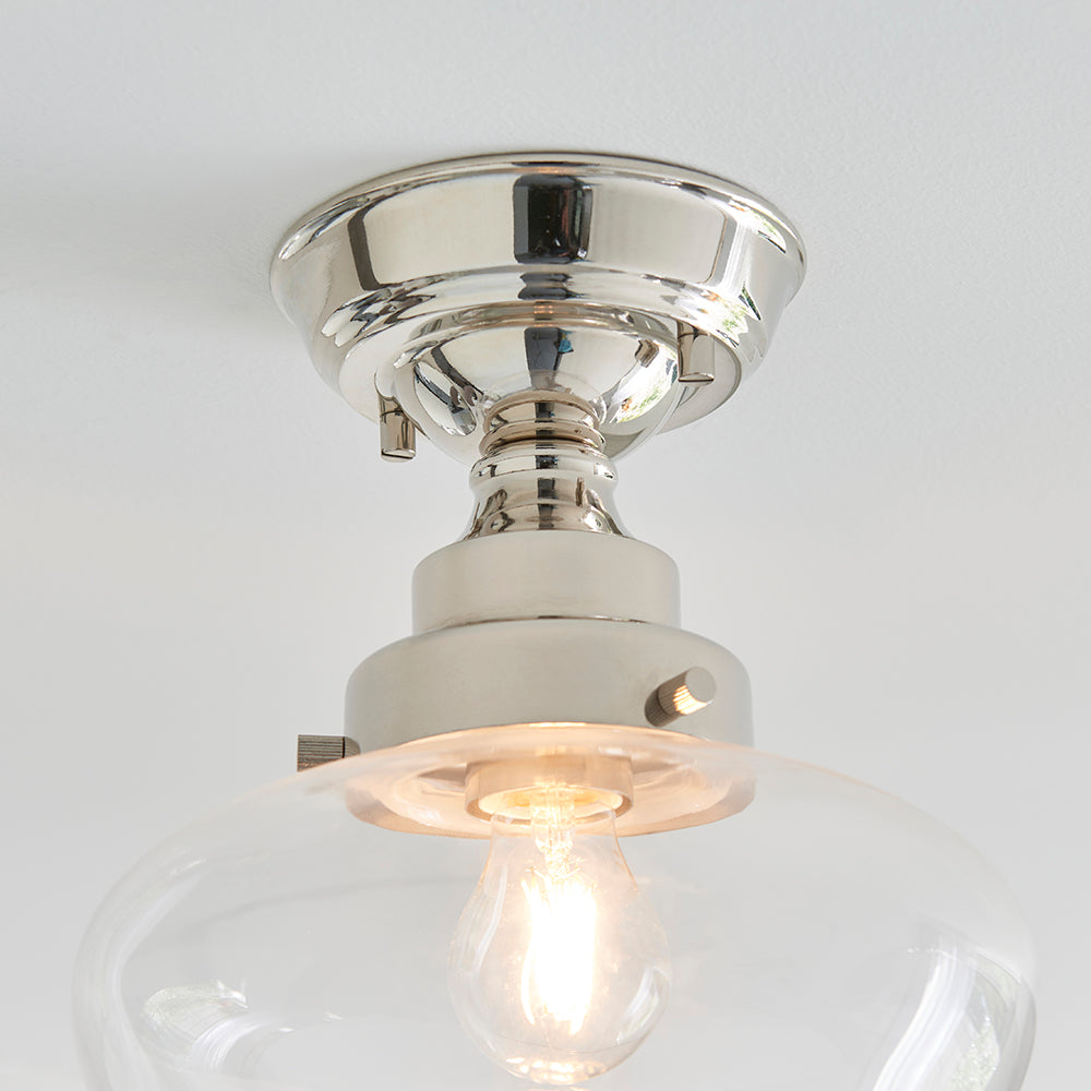 Camberley Semi flush Bright nickel plate & clear glass
