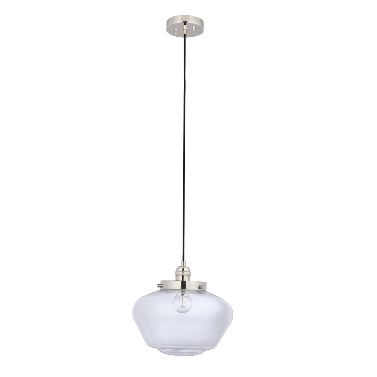 Ohio Pendant Ceiling Light Polished Nickel w/ Clear Glass - Comet Lighting