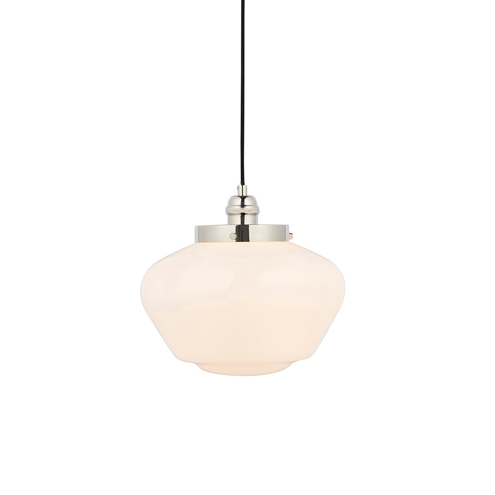 Camberley Pendant Bright nickel plate & opal glass
