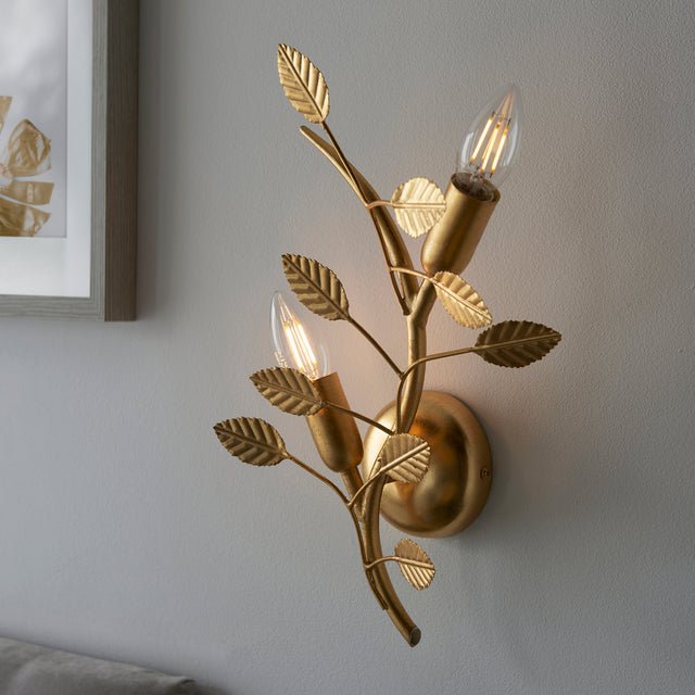 Nossob 2Lt Wall Light Gold Leaf - Comet Lighting