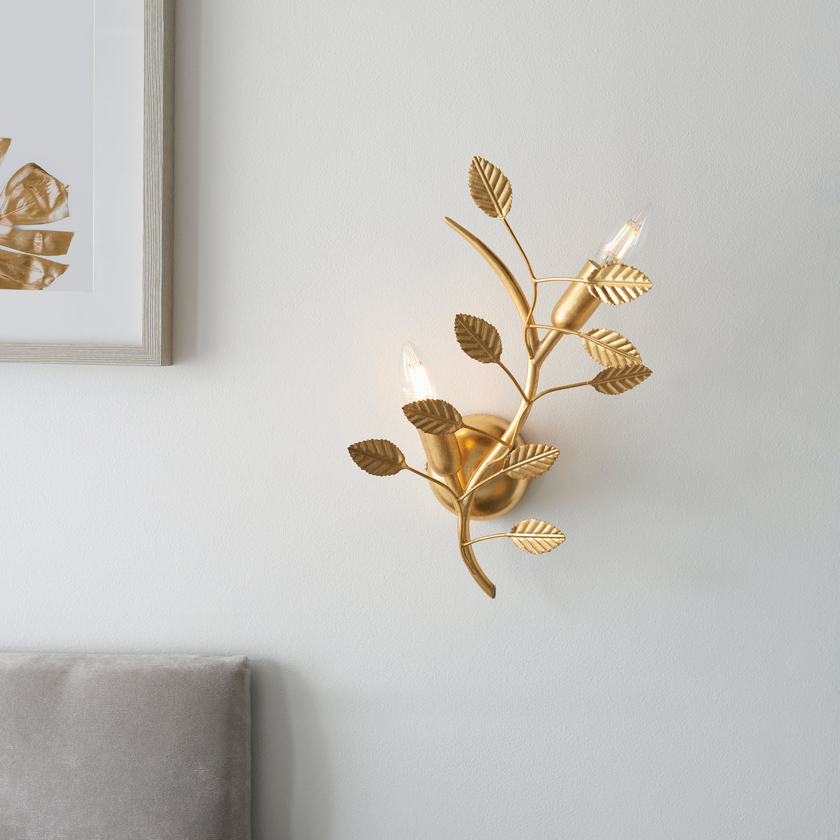 Nossob 2Lt Wall Light Gold Leaf - Comet Lighting