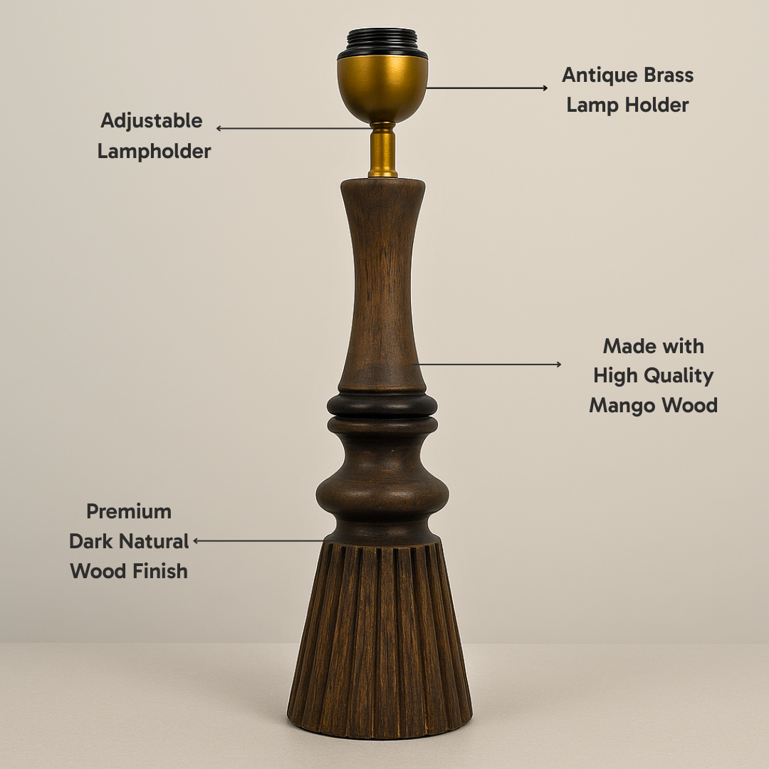 AARTIN CELESTIA TABLE LAMP IN WOOD WITH DARK NATURAL WOOD FINISH (BASE ONLY)