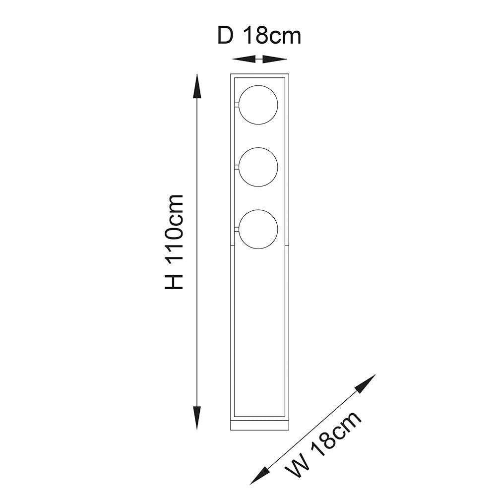Daly 3Lt Floor Lamp Matt Black - Comet Lighting