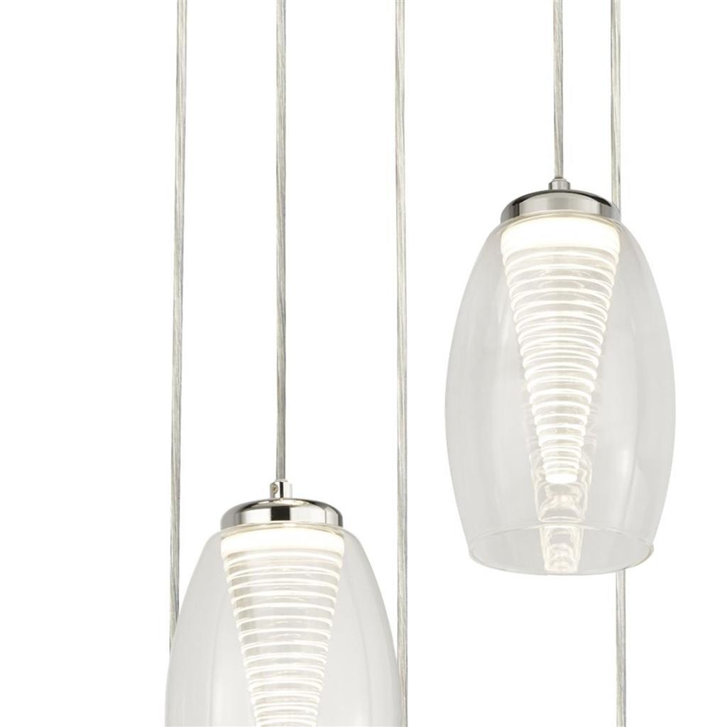 Dulverton 5Lt LED Multi-Drop Pendant Ceiling Light With Clear Glass - Comet Lighting