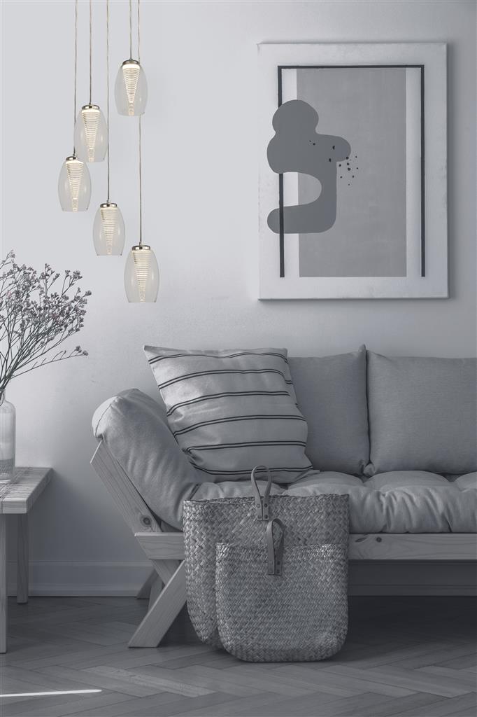 Dulverton 5Lt LED Multi-Drop Pendant Ceiling Light With Clear Glass - Comet Lighting