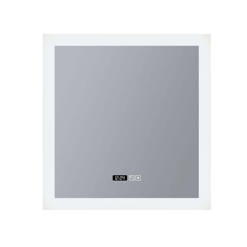 Square Bathroom Mirror - Digital Clock, Demister - Comet Lighting
