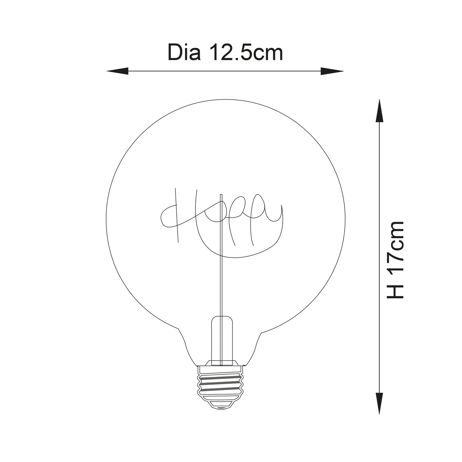 Endon E27 LED Filament Happy Globe Amber 2w 2000k 130lm - Comet Lighting