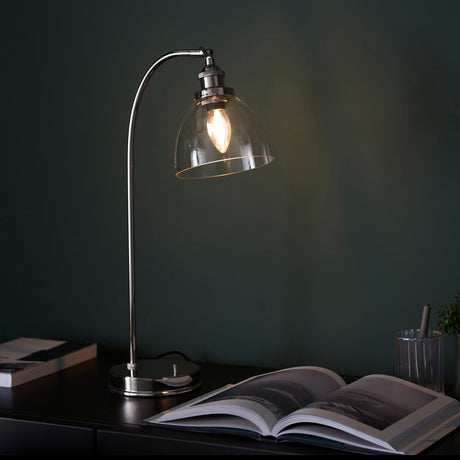 Mourne Table Lamp Bright Nickel - Comet Lighting