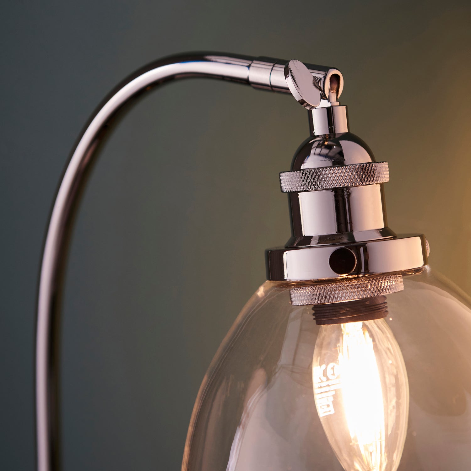 Mourne Table Lamp Bright Nickel - Comet Lighting