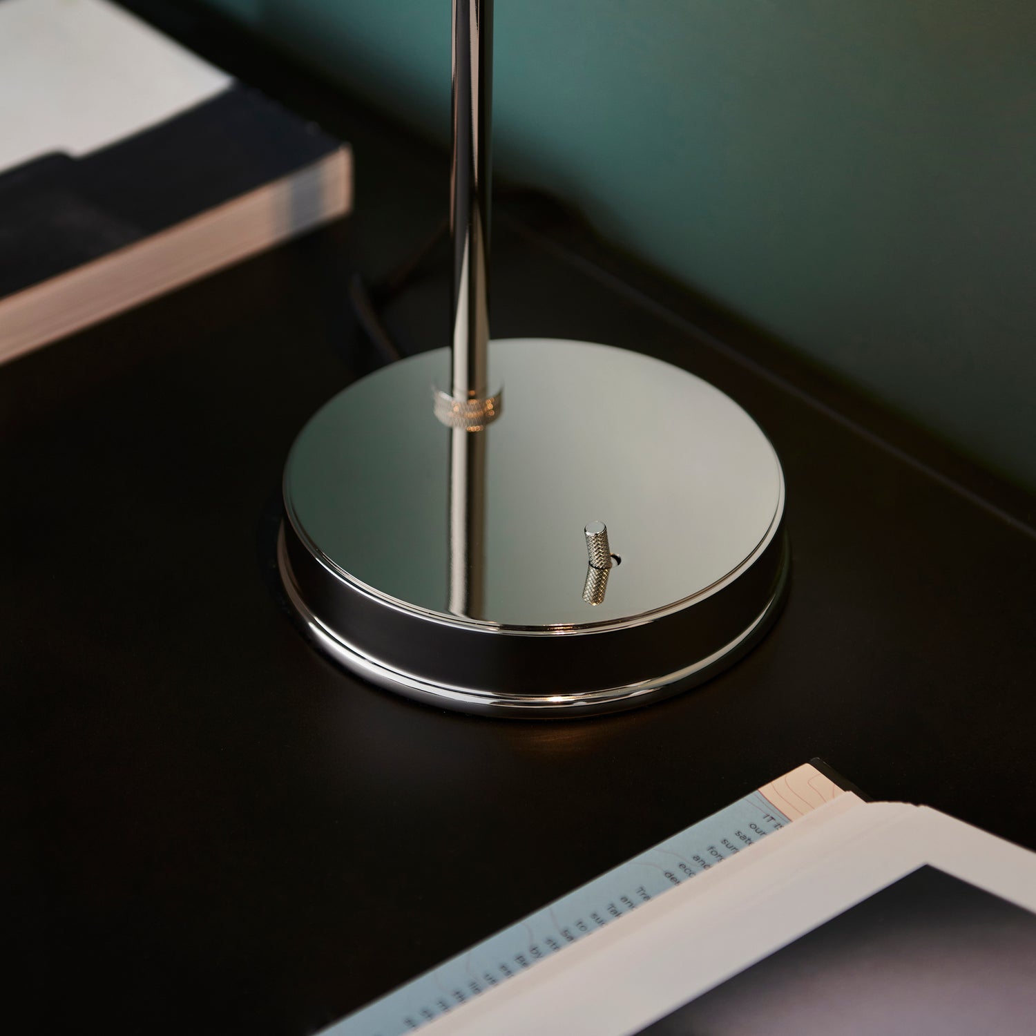 Mourne Table Lamp Bright Nickel - Comet Lighting