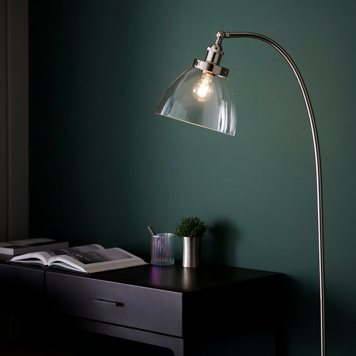 Mourne Floor Lamp Bright Nickel - Comet Lighting