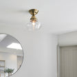 Ohio Semi-Flush Ceiling Light Antique Brass w/ Clear Glass - Comet Lighting