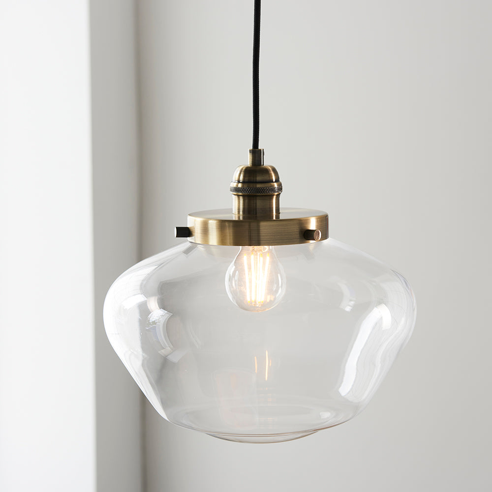Camberley Pendant Antique brass plate & clear glass