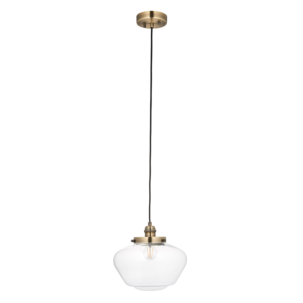 Camberley Pendant Antique brass plate & clear glass
