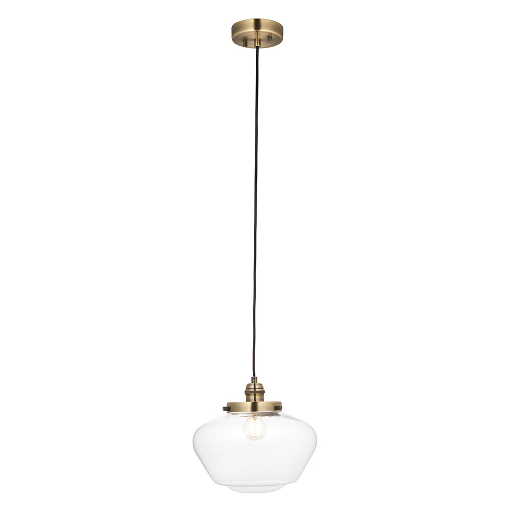 Camberley Pendant Antique brass plate & clear glass