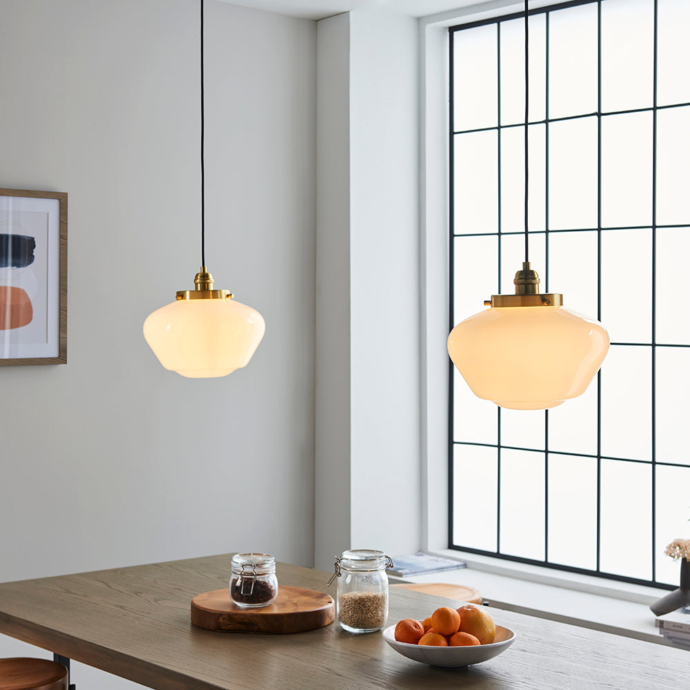 Camberley Pendant Brass plate & opal glass