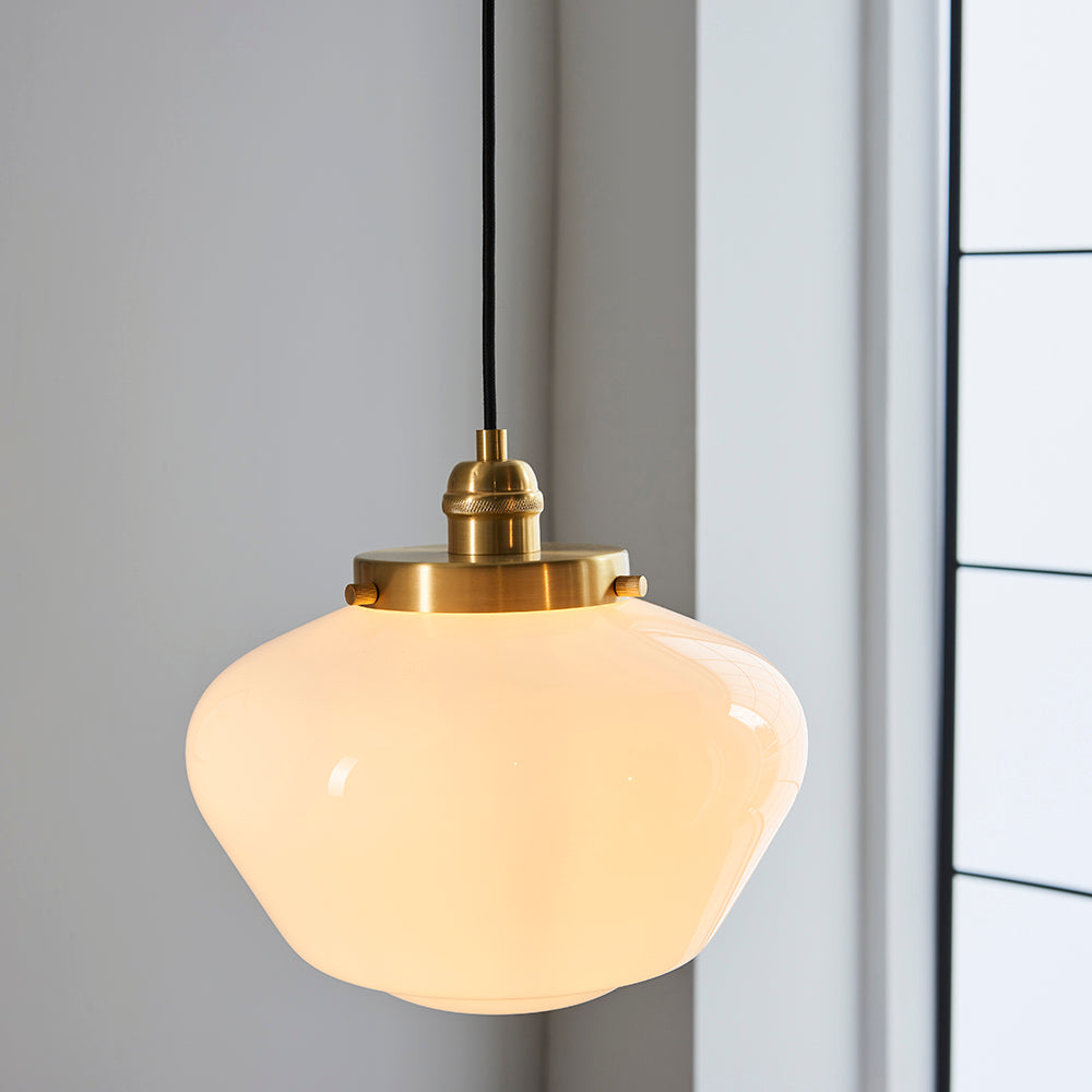 Camberley Pendant Brass plate & opal glass