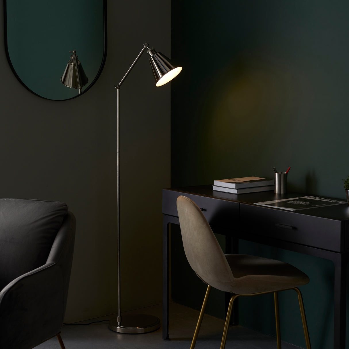 Glomma Floor Lamp Bright Nickel - Comet Lighting