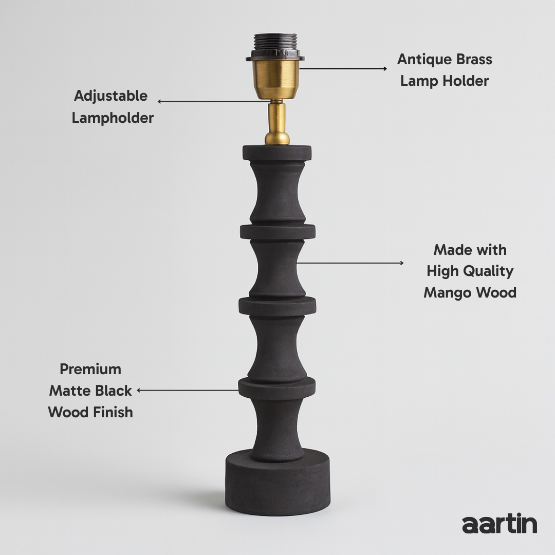 AARTIN NOVA TABLE LAMP IN WOOD WITH MATTE BLACK FINISH (BASE ONLY)