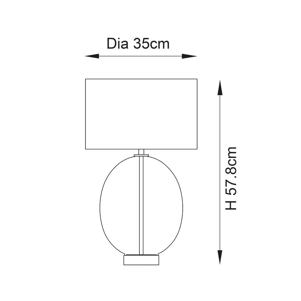 Kelda Oval Touch Table Satin brass plate & clear glass with vintage white fabric