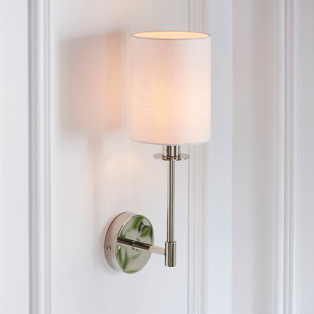 Sancerre Wall Bright nickel plate & vintage white fabric