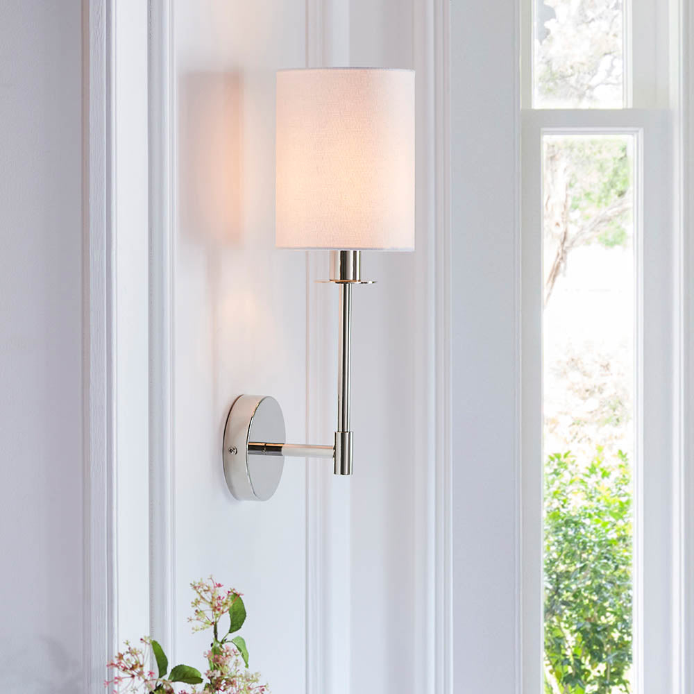 Sancerre Wall Bright nickel plate & vintage white fabric