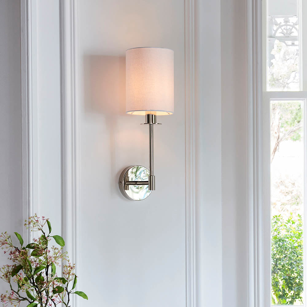 Sancerre Wall Bright nickel plate & vintage white fabric