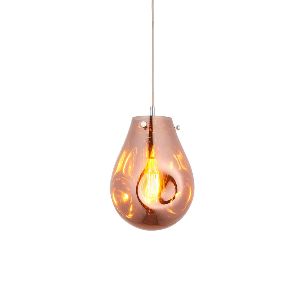 Europa Medium Pendant Copper metallic glass & chrome plate