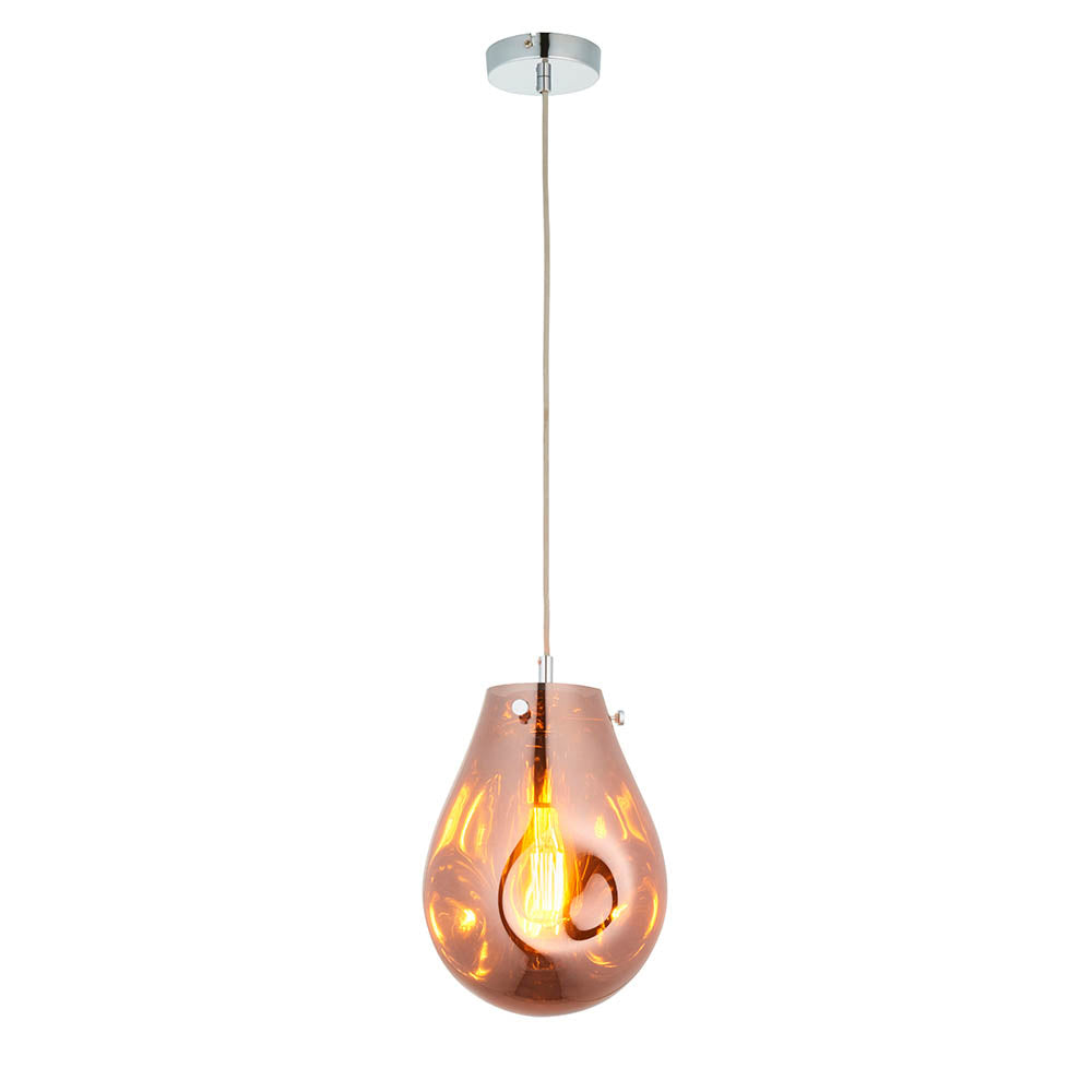 Europa Medium Pendant Copper metallic glass & chrome plate