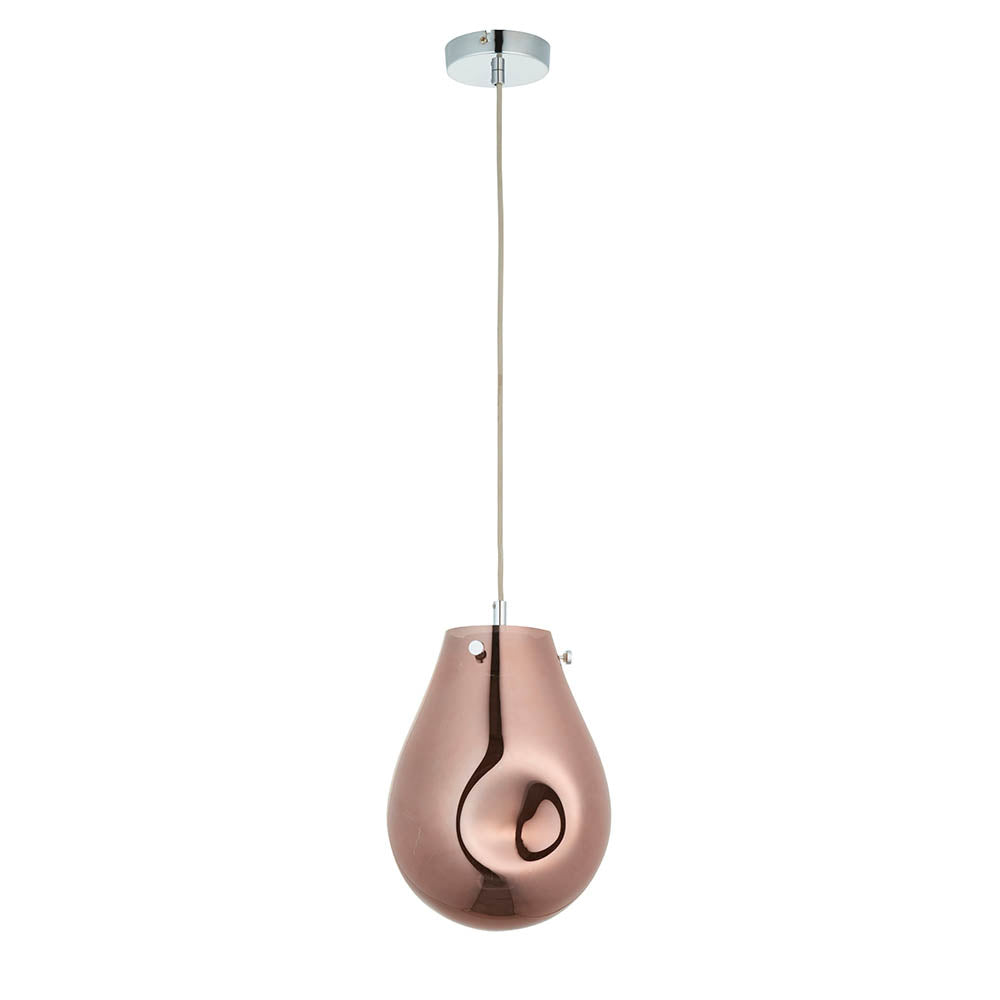 Europa Medium Pendant Copper metallic glass & chrome plate