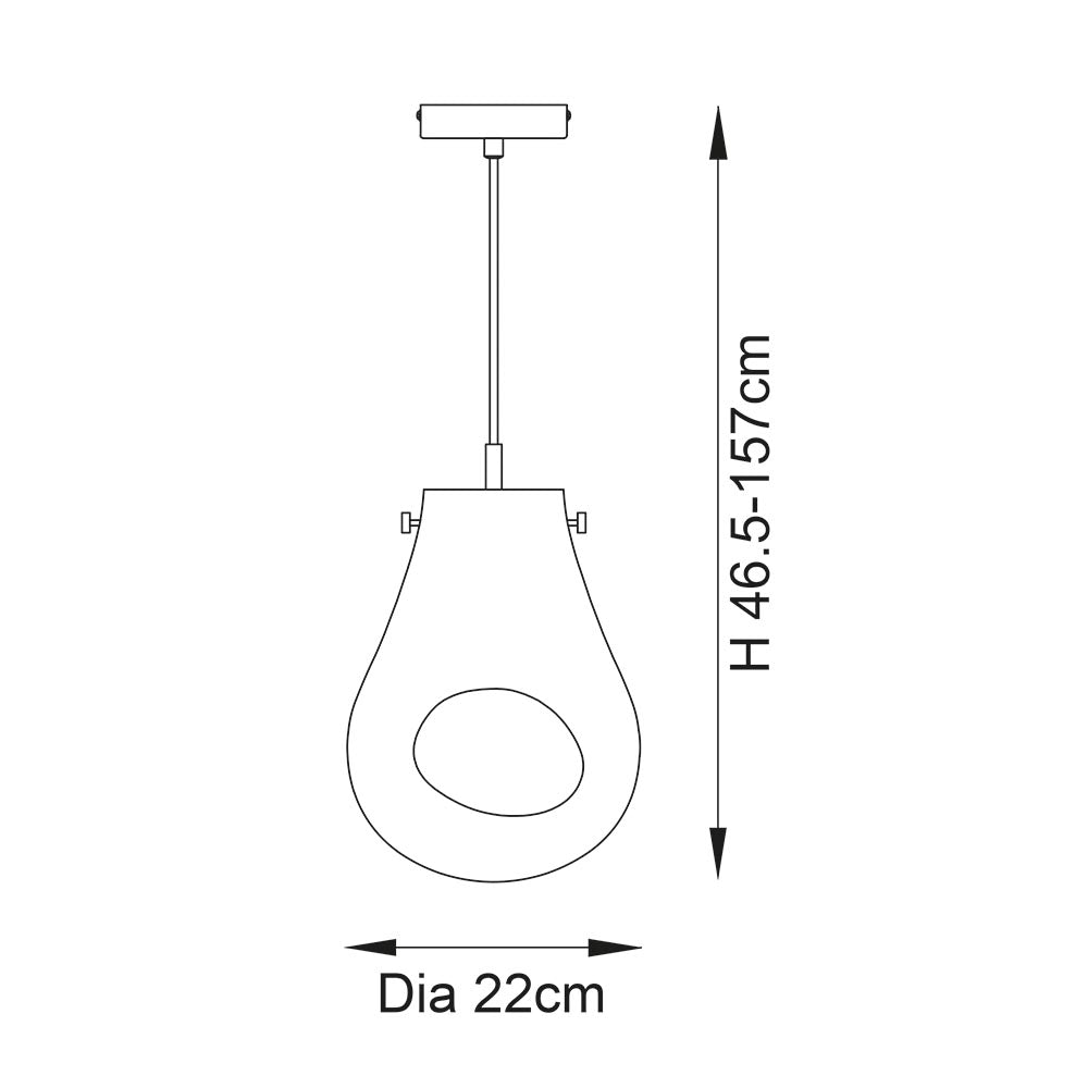 Europa Medium Pendant Copper metallic glass & chrome plate