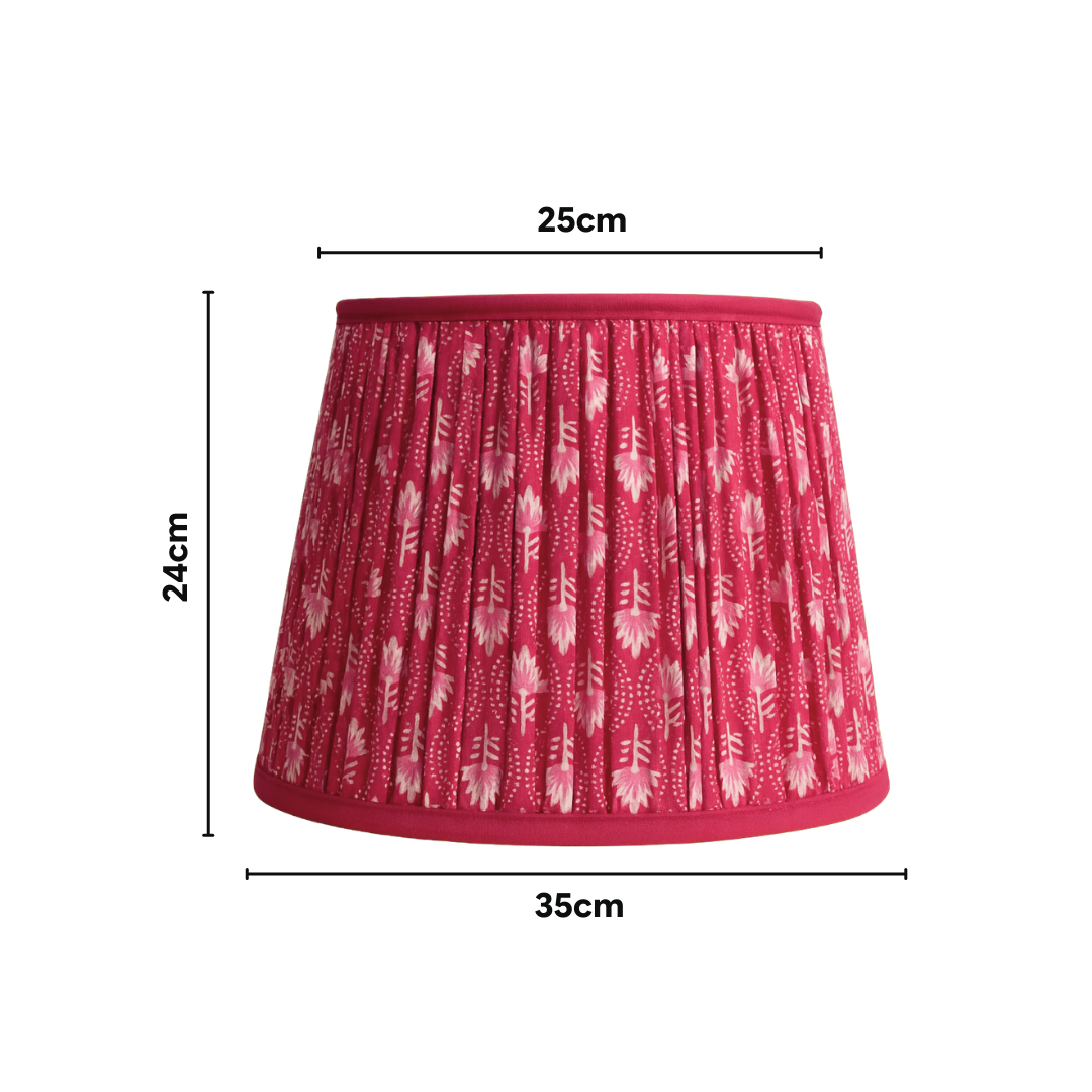 AARTIN Nova Wood Table Lamp With Fuchsia Ferns Lampshade