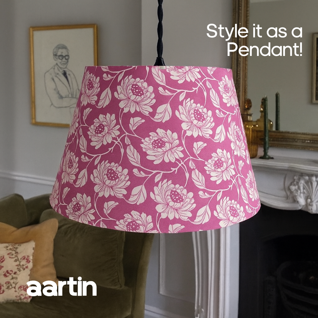 AARTIN 45 CM PEONY PETALS STRAIGHT EMPIRE ROLLED LAMPSHADE IN COTTON