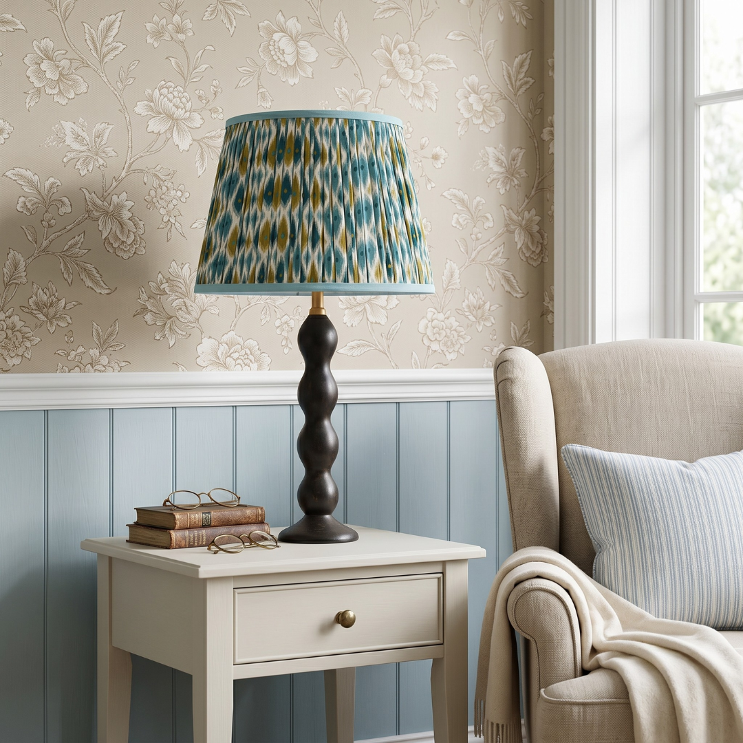 Blue & Green Ikat Cotton Lampshade