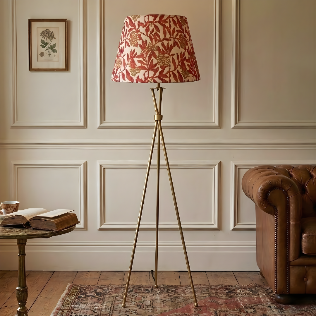 AARTIN Tripod Metal Floor Lamp with Maple Blossom Lampshade