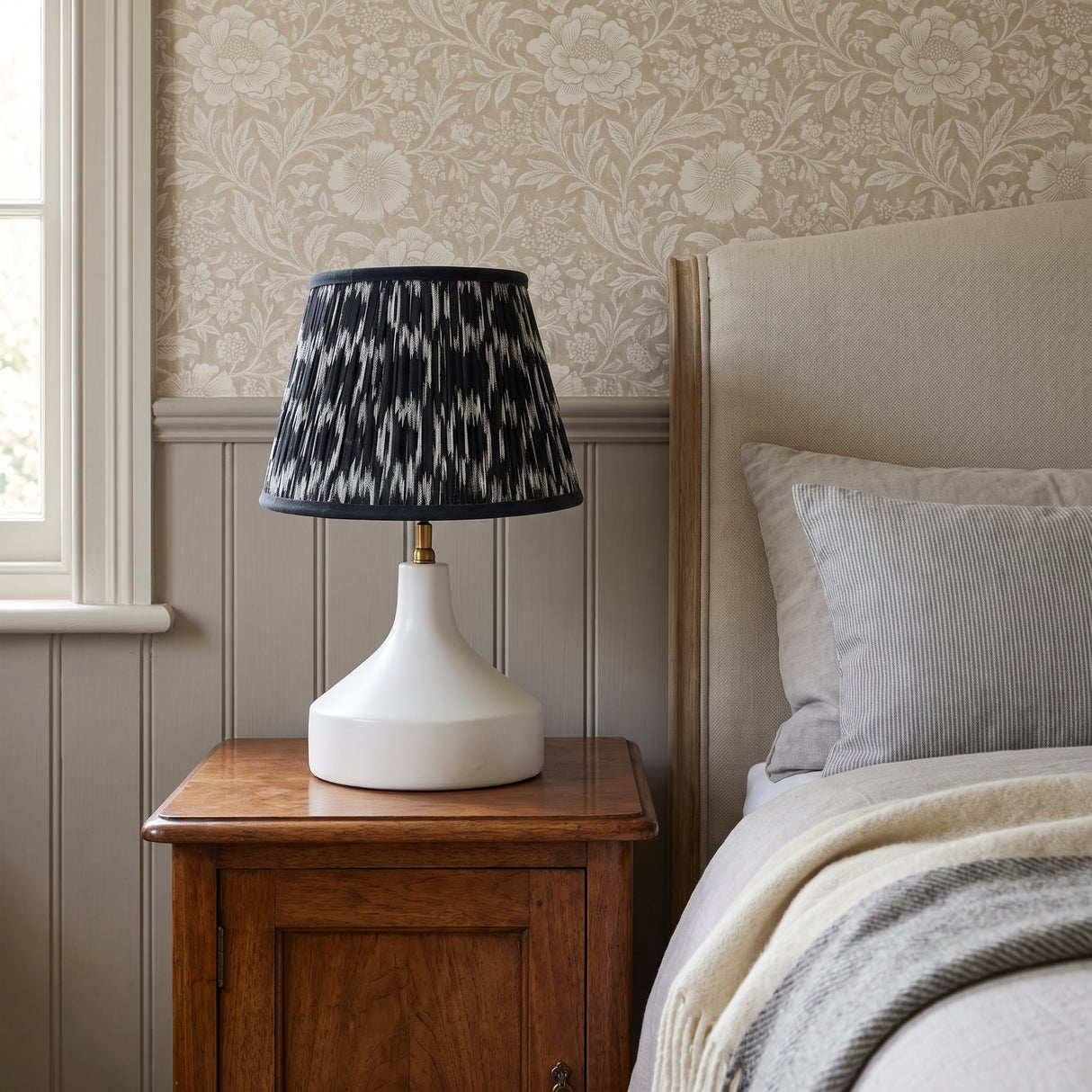 Black and White Ikat lampshade