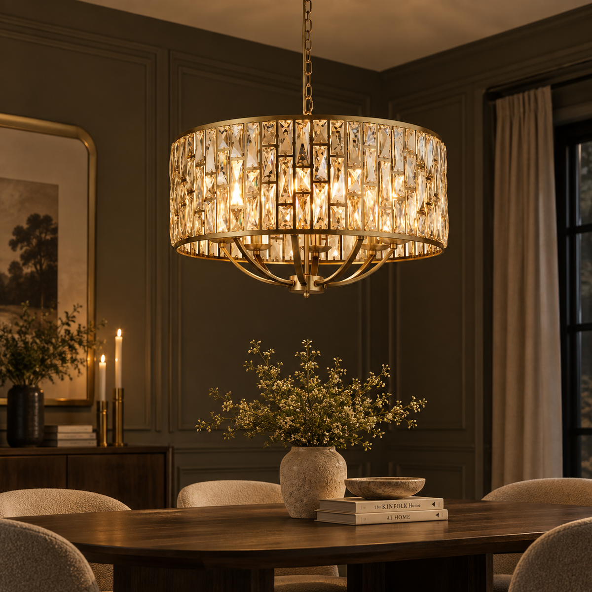 Bijou 8Lt Pendant - Antique Brass Metal & Champagne Glass