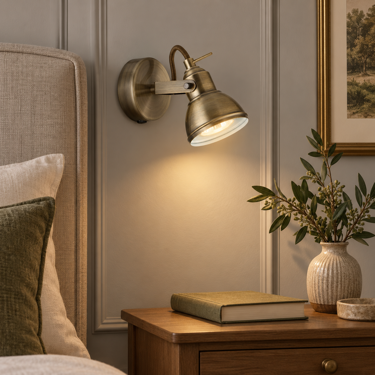 Searchlight Focus Brass Wall Spotlight