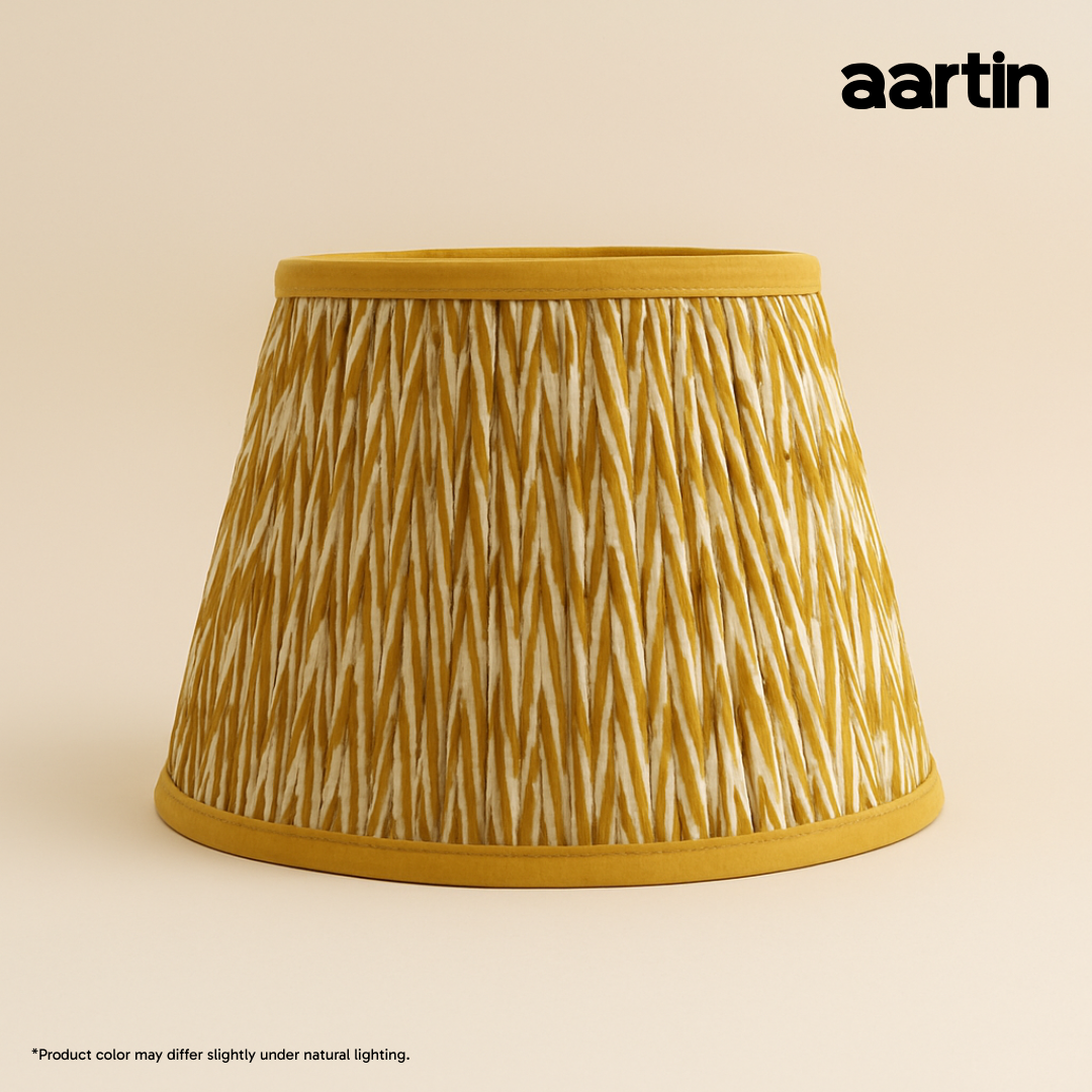 AARTIN 30 CM GOLDEN CHEVRONS STRAIGHT EMPIRE GATHERED LAMPSHADE IN COTTON