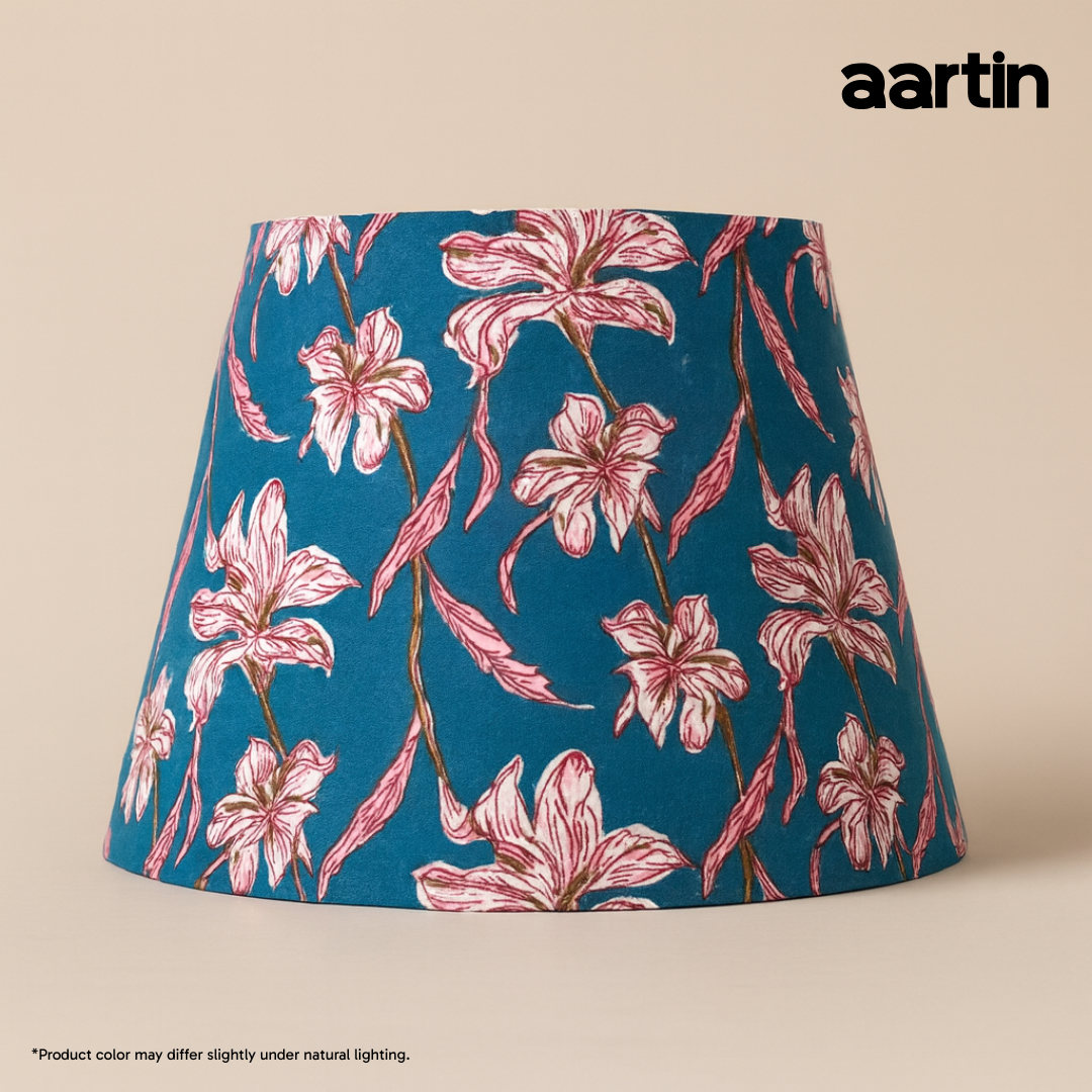 AARTIN 30 CM DUSKY PETALS STRAIGHT EMPIRE ROLLED LAMPSHADE IN COTTON